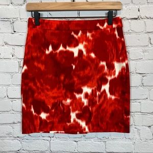 J. CREW Abstract Watercolor Pencil Skirt 0